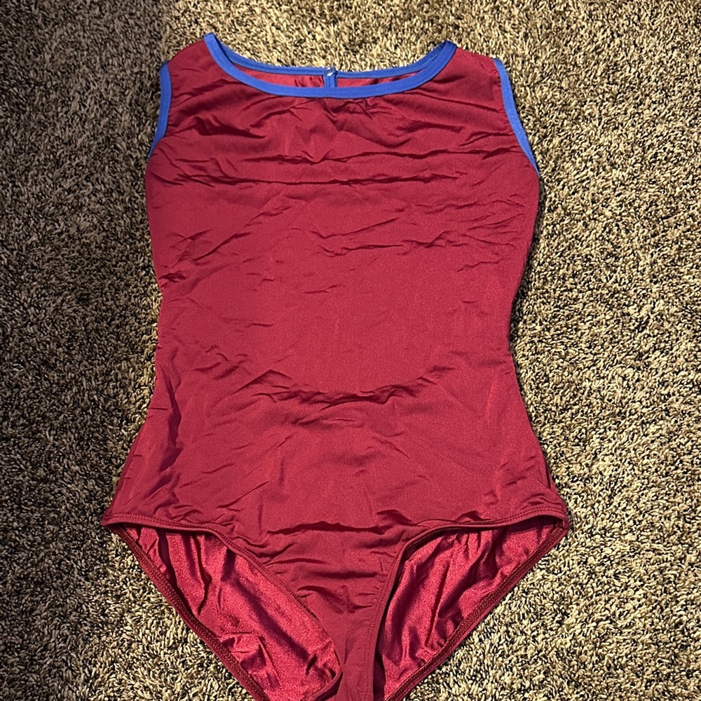 Maroon and Blue Sleeveless Leotard